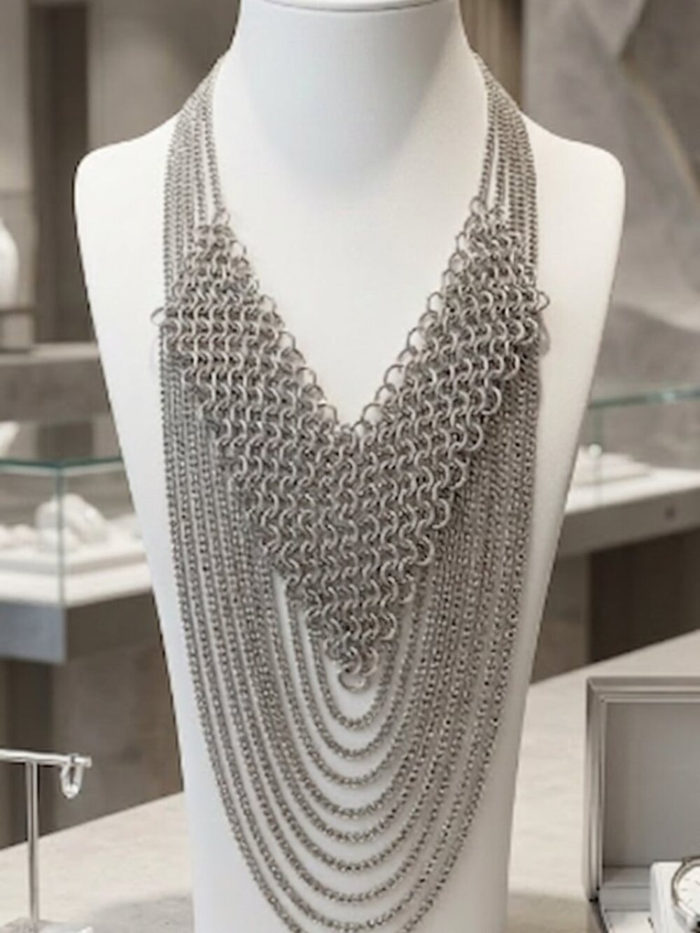Multi-Layered Statement Drape Fringe Necklace